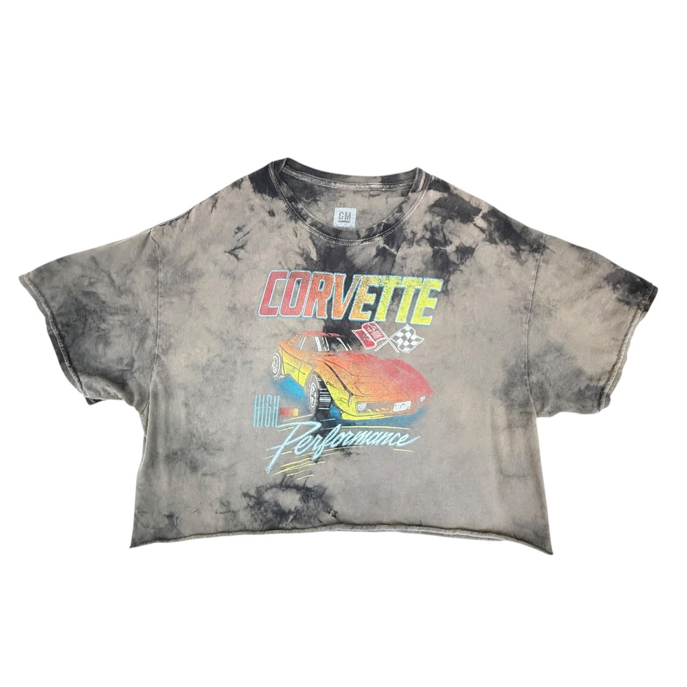 GM Corvette‎ High Performance Graphic Crop Top Tee Grey Tie Dye Women's XL